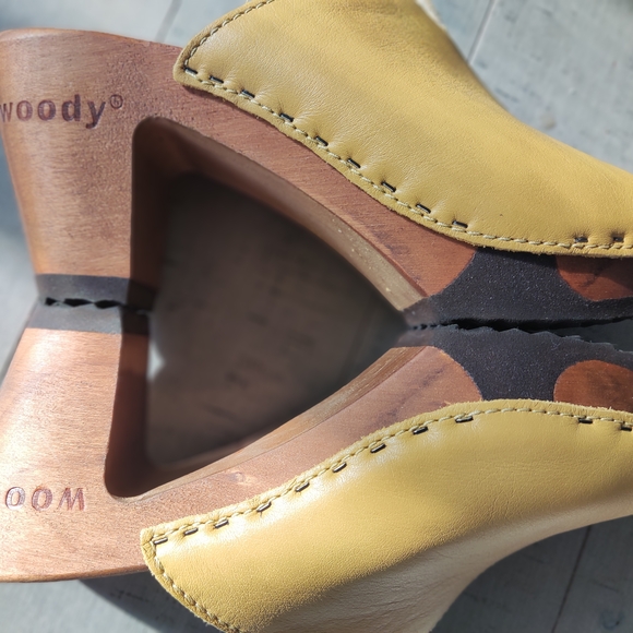 Mustard/Yellow Leather Women's Mules - Picture 5 of 6